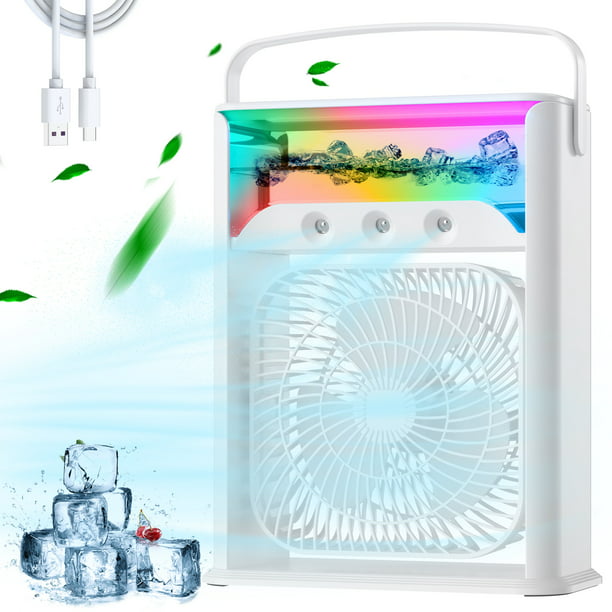 Portable Air Conditioner, Indoor Air Conditioner with 700ML Water Tank, 3 Speed Personal Air Conditioner AC Fan for Befroom Singleroom Office, White