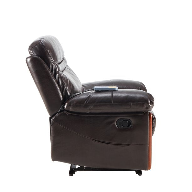 Orisfur Massage Recliner PU Leather Lounge with Heat and Massage Vibrating Sofa Chair (Brown)