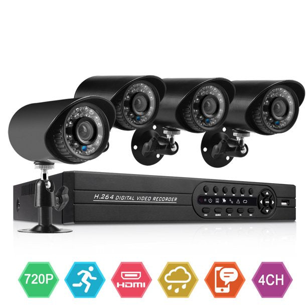 Home Security Camera System, 4pcs Security Camera Kit 4CH HDMI DVR Waterproof CCTV Surveillance Cameras