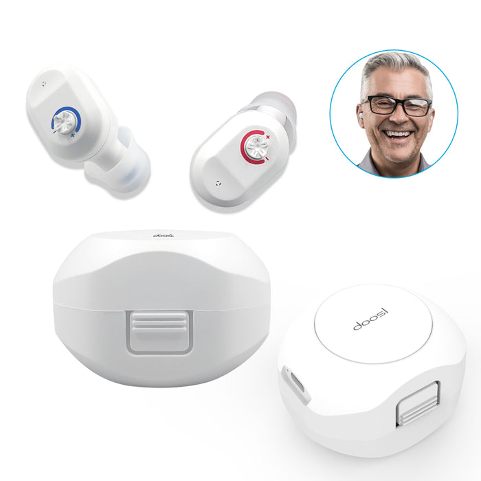 Doosl Hearing Aids for Ears, Rechargeable Hearing Amplifiers with Portable Charging Case, Noise Reduction, Volume Adjustable, in-Ear Hearing Devices for Seniors