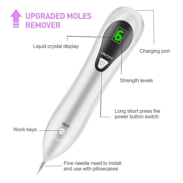 Dot Mole Remover Pen, Skin Tag Remover Dark Spot Remover Freckle Tattoo Wart Mole Removal Tool Dark Spot Tattoo Remover New 2020 Version Portable USB Rechargeable