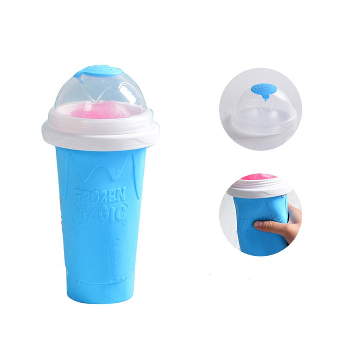 Slushie Maker Cup, Magic Quick Frozen Smoothies Cup Cooling Cup, Double Layer With Lid, DIY Milkshake Smoothies Tools for Kids and Family, Blue