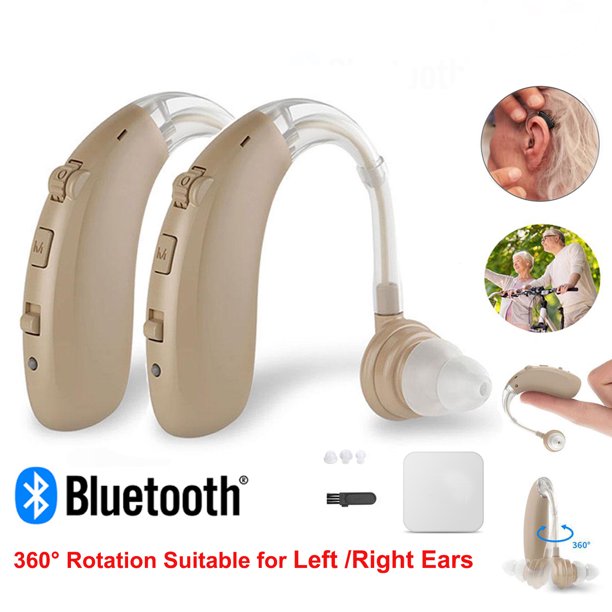 Vinmall Bluetooth Hearing Aids for Ears Rechargeable, Hearing Amplifier to Aid and Assist Hearing of Seniors and Adults, Noise Cancelling, 2 Pack