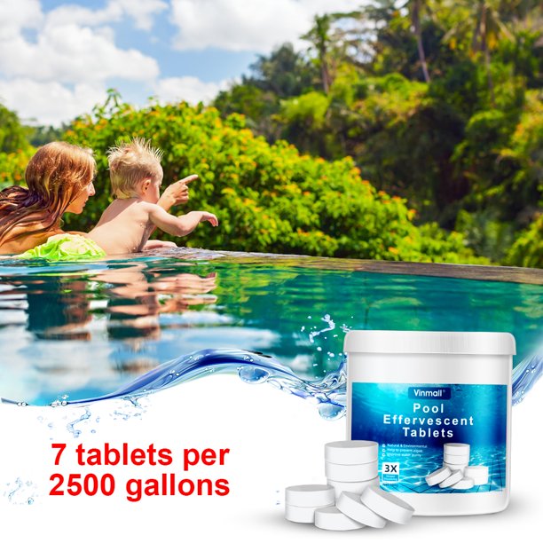 Vinmall 360 Pcs Pool Chlorine Tablets, Long Lasting Chlorine Tablets with 4 Inch Floating Chlorine Dispenser for Swimming Pool or Spa