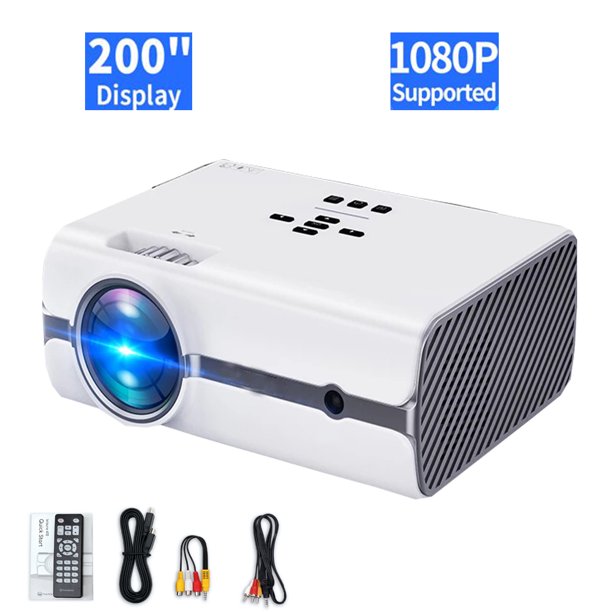 Doosl Mini Projector, 2022 Upgraded Brightness, 1080P Supported Outdoor Projector, 7500LM Portable Movie Projector for Home Theater Compatible with TV Stick HDMI USB AV