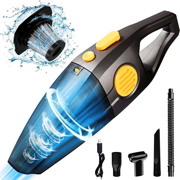 Portable Car Vacuum Cleaner Cordless Rechargeable, autoYet Wet Dry Vacuum with Washable HEPA Filter