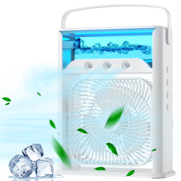 Vinmall 3 in 1 Portable Air Conditioner Fan,Personal Air Cooling Fan for Office Home, White