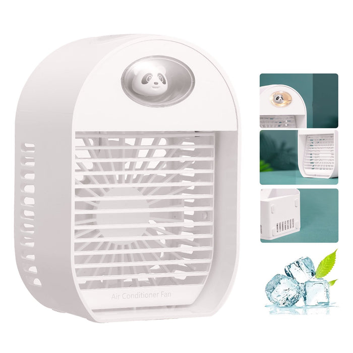 SQ30 Air Conditioner Fan, Portable Evaporative Air Cooler Fan with LED Night Light, 3 Speeds Adjustable, Rechargeable, White