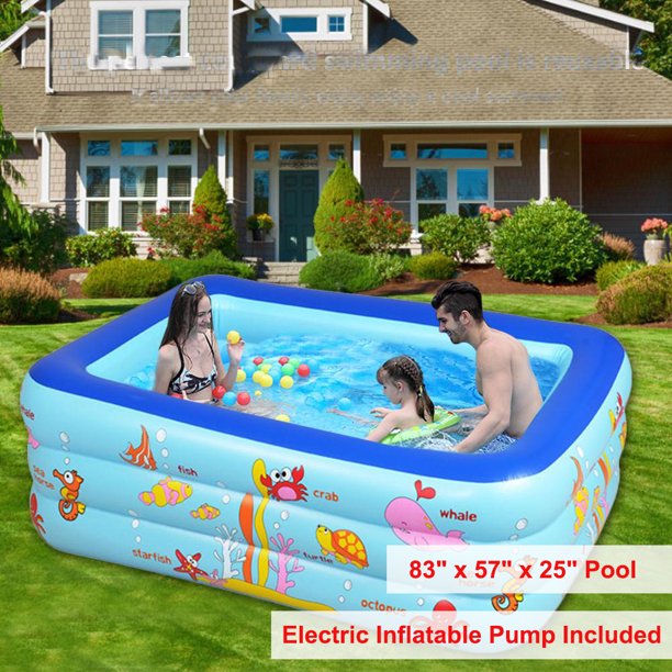 Inflatable Swimming Pool, JoRocks Blow Up Pool for Kids & Adults, Wear-Resistant Inflatable Pool  for Garden, Backyard Water Party, 83" X57" X25"