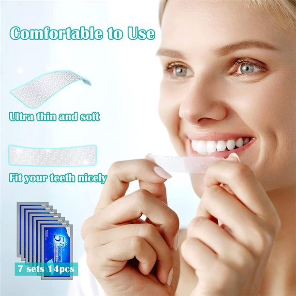 Teeth Whitening Strips, Non-Sensitive Formula Peroxide Free Teeth Whitening Kit, Effective Remove Teeth Stain and Keep Gum Tooth Whitening Kit Mint Flavor 56pcs