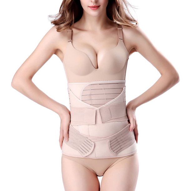 Postpartum Recovery Girdle Wrap 3 in 1, Postpartum Support with Recovery Belly waist pelvis C-Section Recovery Belt, Beige, L Size