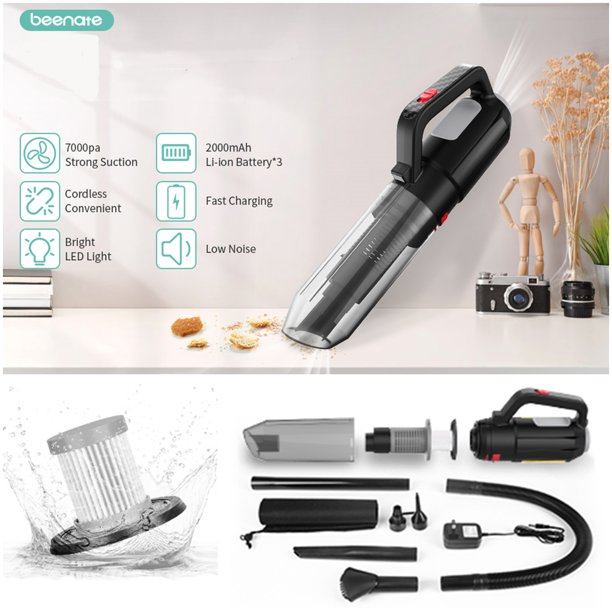 Cordless Car Vacuum Rechargeable, Beenate Portable Carpet Cleaner Hand Wet Dry Vacuum