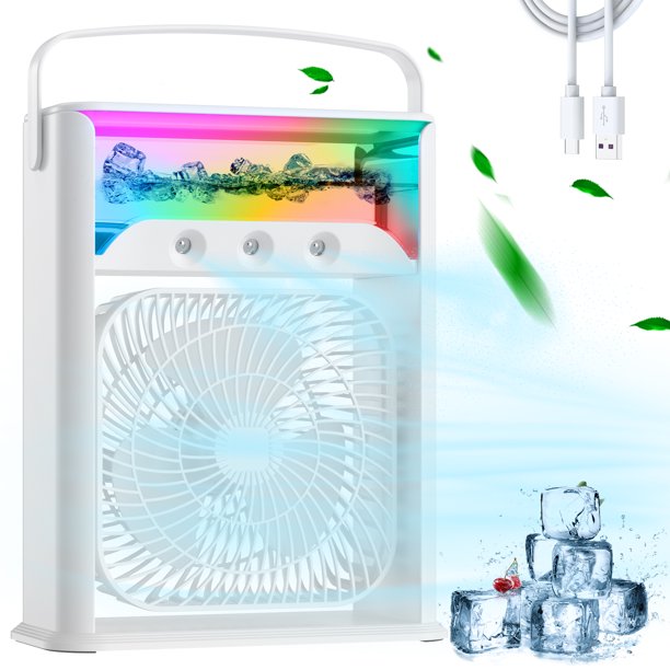 Vinmall Portable Evaporative Air Cooler, Air Conditioner Fan with 3 Speeds and Water Tank, Ultra Quiet Evaporative Cooler for Room Home Office