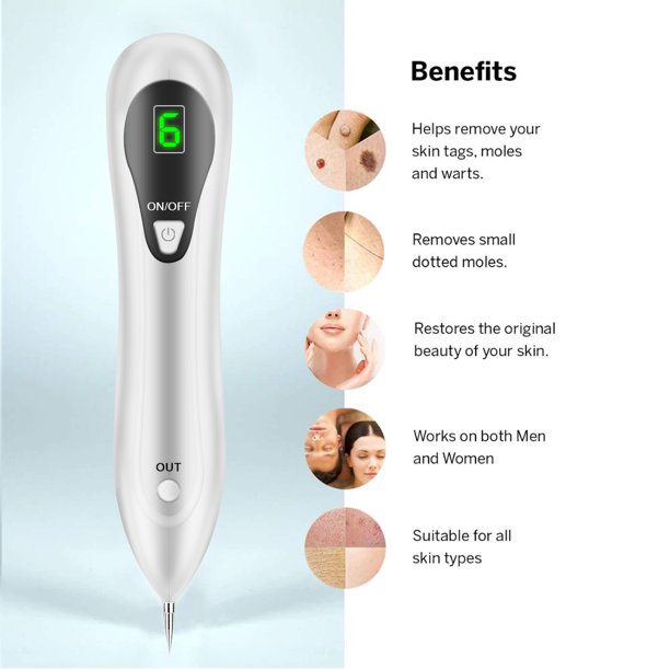 Dot Mole Remover Pen, Skin Tag Remover Dark Spot Remover Freckle Tattoo Wart Mole Removal Tool Dark Spot Tattoo Remover New 2020 Version Portable USB Rechargeable