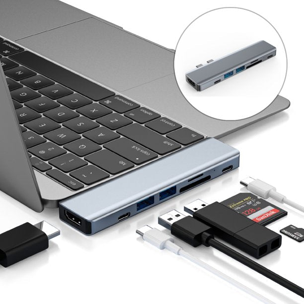 Docking Station for MacBook Pro,All in 1 Macbook Pro USB C Hub USB to Dual HDMI 4K USB C to USB 3.0 Adapter with 100W PD Charging Type C SD/TF Uhs-II Card Reader,Compatible with MacBook Pro/Air