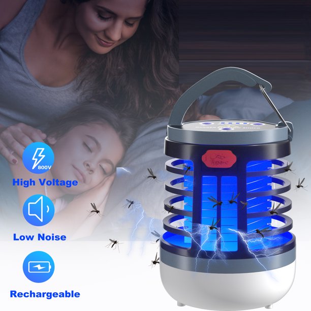 Vinmall Bug Zapper Outdoor And Indoor, Electric Solar Bug Zapper, 800V High Powered Pest Control Waterproof UV Cordless Outdoor Bug Zapper, Rechargeable Insect Fly Trap For Home,Kitchen, Patio, Backyard,x5