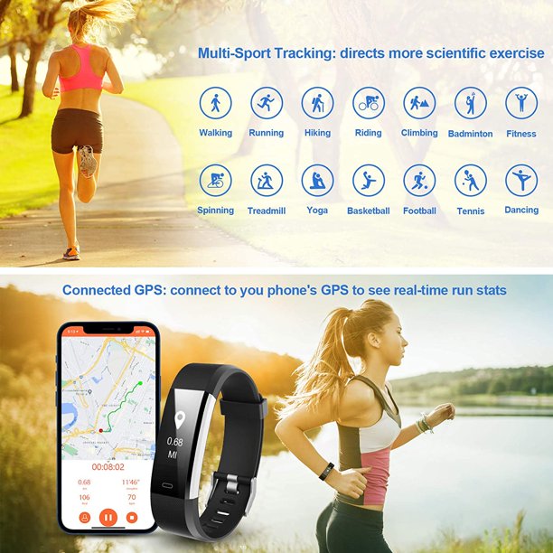 Fitness & Health Tracker with Heart Rate Monitor, Smart Fitness Watch with Built-in GPS, Sleep Tracking, Step Counter, Calorie Counter and More, Fit Women and Men