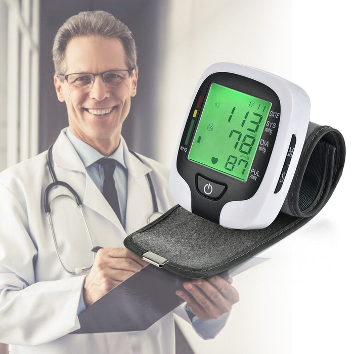 LCD Display Blood Pressure Monitor, Wrist Pulse Meter Automatic Digital Pulsometer Sphygmomanometer Family Diagnostic-Tool