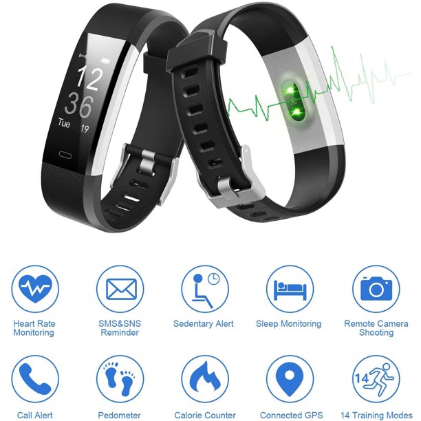 Fitness Tracker, Smart Fitness Watch with Heart Rate Monitor, Waterproof Smart Fitness Band with Step Counter, Calorie Counter, Pedometer Watch for Kids Women and Men