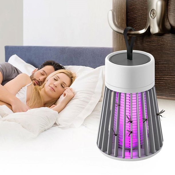 Bug Zapper, Electric Mosquito Killer Lamp, UV Fly Zapper for Flies/Mosquitoes/Moths, Non-Toxic for Home Indoor Bedroom Kitchen Use Grey