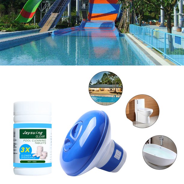 Floating Chlorine Dispenser,JoRocks Floating Pool Chlorine Tablet Dispenser,Strong Floating Chlorine Dispenser for Indoor & Outdoor Swimming Pools, with 100 Pieces Chlorine Tablets Fits 5in