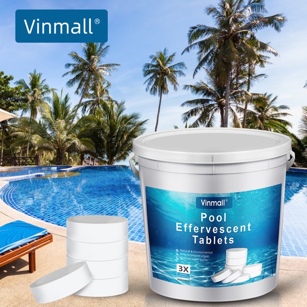 Vinmall 3" Chlorine Tablets for Pool,for Swimming Pool, Spas and Tubs Cleaning,11 lbs