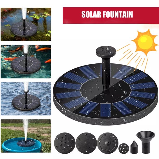 Solar Fountain Pump for Bird Bath, Solar Garden Fountain 6 Nozzle Free Standing Floating Solar Powered Water Fountain Pump for Bird Bath Garden Pond Pool Outdoor