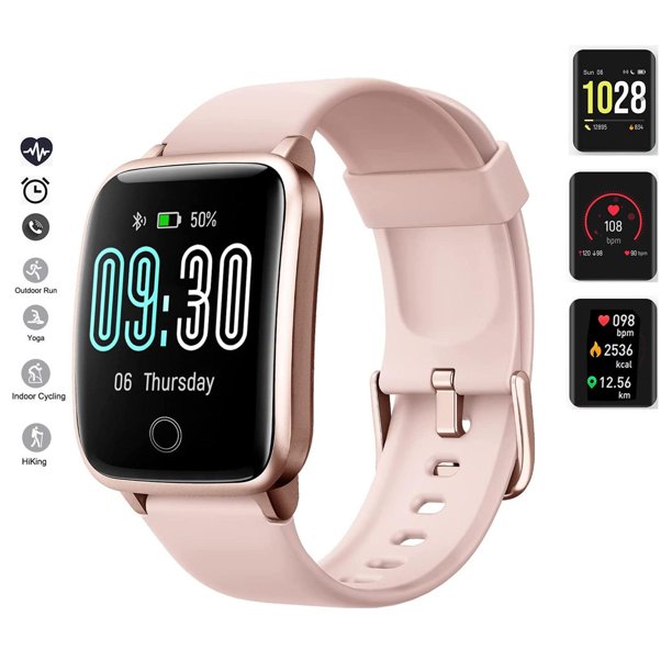 Rioicc Smart Watch, Fitness Tracker Built-in GPS Health Tracker,IP67 Waterproof Heart Rate Monitor And Sleep Tracker Smart Watch For Android and IOS Phones,Pink