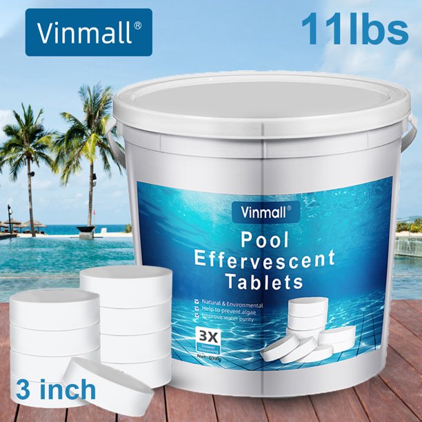 Vinmall 3" Chlorine Tablets for Swimming Pools, , Large Capacity and Long-Lasting, 11lbs