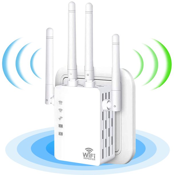 Doosl WiFi Range Extender Signal Booster up to 5000sq.ft and 40 Devices, Internet Booster for Home, Wireless Internet Repeater and Signal Amplifier,4 Antennas 360° Full Coverage,Supports Ethernet Port