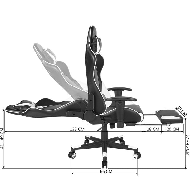 Vinmall Gaming Chair Racing Office Computer Game Chair Swivel Ergonomic Executive PU Leather Chair with Adjustable Headrest and Lumbar