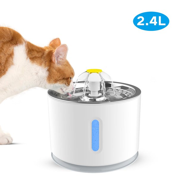 Pet Water Fountain,VINSIC Cat Water Fountain Stainless Steel,80oz/2.4L,Automatic Dog Water Dispenser with Filter,Intelligent Pump with LED Indicator for Water Shortage Alert