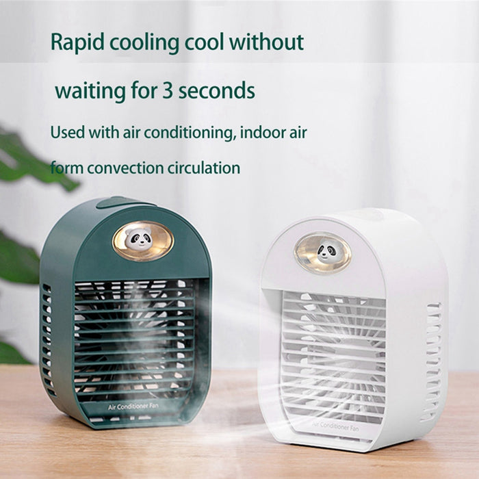 Portable Air Conditioner, Anti-Leak Personal Mini Air Conditioner Fan, Rechargeable USB Evaporative Air Cooler With 3-Speed Mode LED Light, Quiet Cooler Humidifier for Room/Office/Camping, white