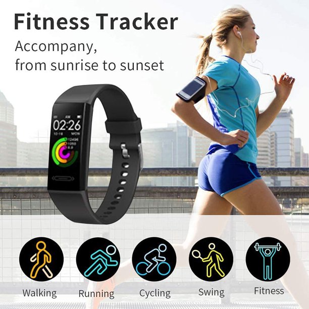 Fitness Tracker, IP68 Waterproof Fitness Watch Sport Digital Watch Heart Rate Monitor with Step Counter Sleep Tracker Call SMS SNS Notice, Smart Watch for Men Women Kids