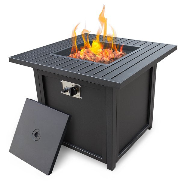 28¡± Inch Propane Fire Pit Table, 50,000 BTU Auto-Ignition Outdoor Gas Fire Pit Table, Black