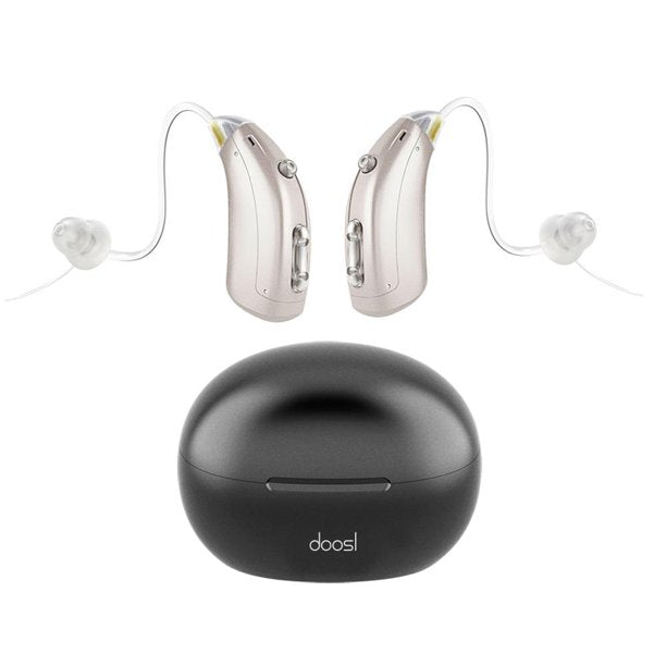 Vinmall Hearing Aids for Ears,2PCS Rechargeable Hearing Aids For Seniors ,Audio Sound Amplifiers For Ears Devices With Volume Control, Silver