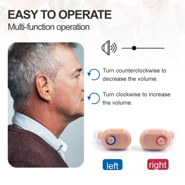 Vinmall Hearing Aids for Seniors, Mini Invisible Rechargeable Hearing Aids for Ears with Noise Cancelling for Adults or Seniors Volume Control