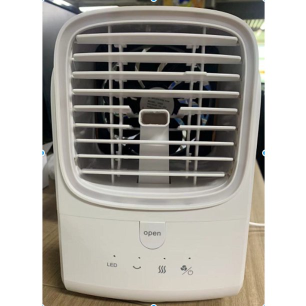 Portable Air Conditioner, Rechargeable Mini Evaporative Desk Cooler Fan with Auto-Rotating 7-Color LED Light for Home Office Outdoor Campaign