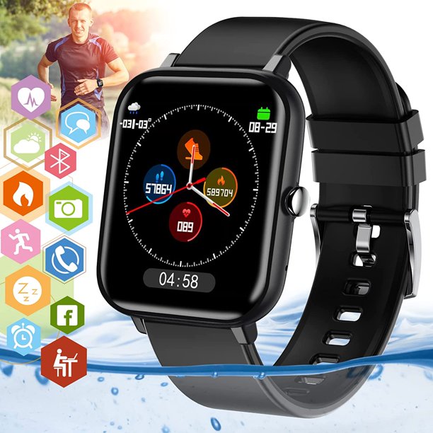 Smart Fitness Watch for Men Women, IP68 Waterproof Fitness Tracker with Heart Rate Monitor, Step Counter Smartwatch Compatible for Android Phones