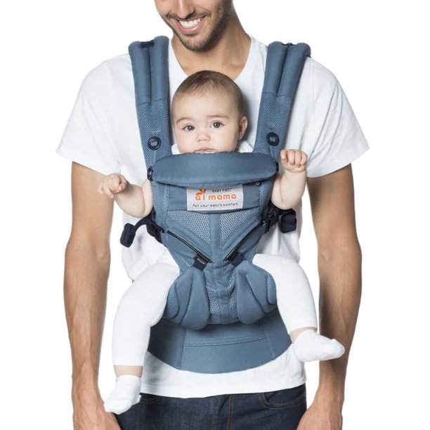 ifanze Baby Carrier, Front and Back Baby Sling All-In-One Ergonomic Baby Carrier with Lumbar Support and Cool Air Mesh for Newborn to Toddler, up 45 lbs, Oxford Blue