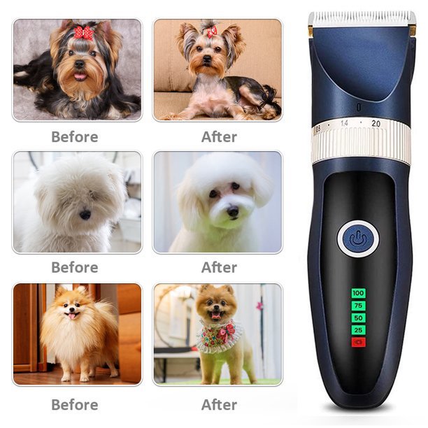 Dog Clippers Low Noise Pet Clippers Rechargeable Dog Trimmer Cordless Pet Grooming Tool Professional Dog Hair Trimmer with Comb Guides Scissors Nail Kits for Dogs Cats & Others