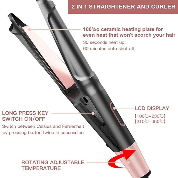 Professional Hair Straightener Curling Iron 2 in 1 Tourmaline Ceramic Twisted Flat Iron Beauty Hair Tools