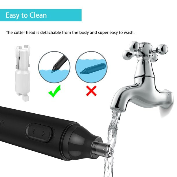 Nose Hair Trimmer Clipper,XPREEN Professional Painless Eyebrow and Facial Hair Trimmer,Battery-Operated,IPX7 Waterproof Dual Edge Blades High Speed Rotating Trimmer for Men and Women