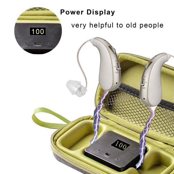 Doosl Hearing Aids for Ears Rechargeable, Sound Hearing Amplifier with Charing Box for Seniors, Silver, 1 Pairs