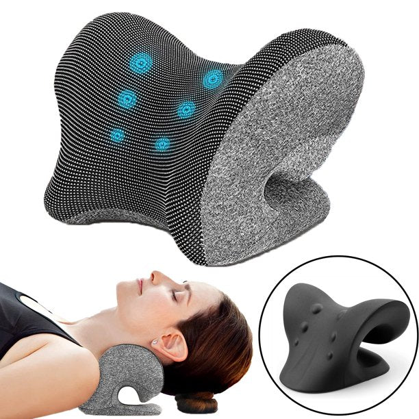 Xpreen Neck Stretcher, Cervical Traction Device for Pain Relief, PU Neck and Shoulder Relaxer for Relieve TMJ Headache Muscle Tension Spine Alignment, with Magnetic Therapy Polyester Pillowcase