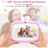 Kids Tablet PC, Doosl 7 inch Android 32GB Storage IPS Screen Tablet PC with Cute Rabbit Shape Cover and Premium Parent Control Pre-Installed Educational APP for Children (Pink)