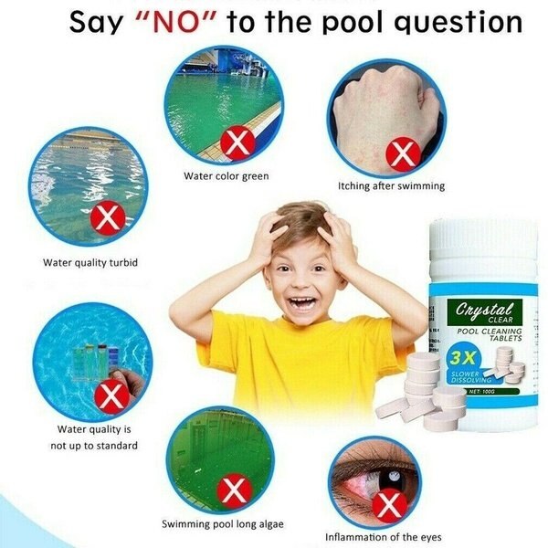 Magic Swimming Pool Cleaning Tablet with Floating Chemical Dispenser, Pool Maintenance Tablets,Effectively Eliminate Harmful Organisms【1 Bottle(100Tablets) + 1 Dispenser】