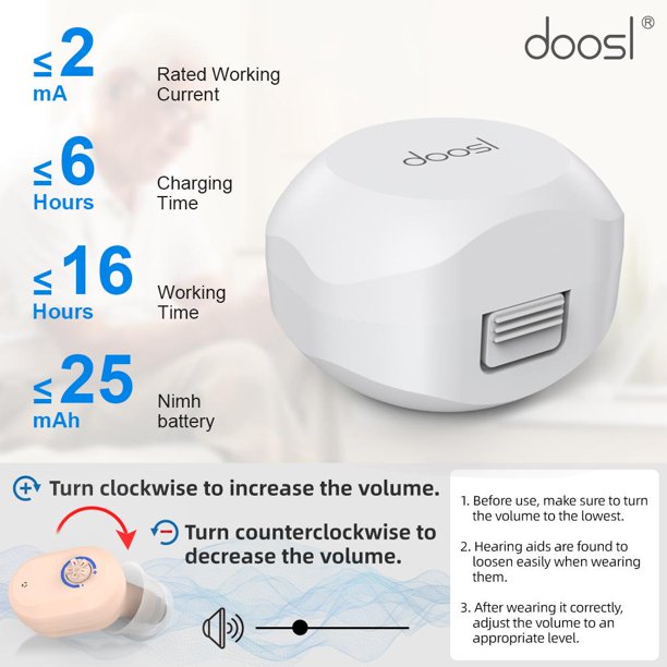 Hearing Aids Amplifier, Rechargeable Digital Personal Invisible Sound Amplifier Devices ITE for Seniors, Inner-Ear Hearing aids, TV, 2-Pack with Charging Box, Noise Cancelling for Adults and Child