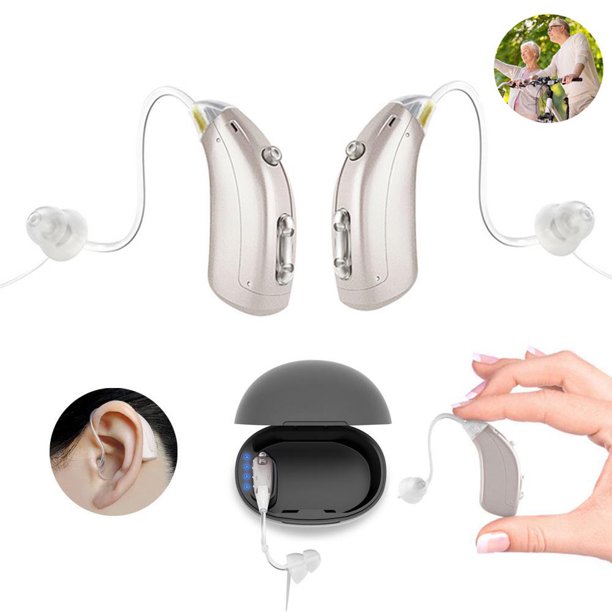 Vinmall Hearing Aids for Seniors,2Pcs Rechargeable Hearing Aids for Ears,Audio Sound Amplrifie Ears Devices With Volume Control for Adults Mild, Moderate Hearing Loss