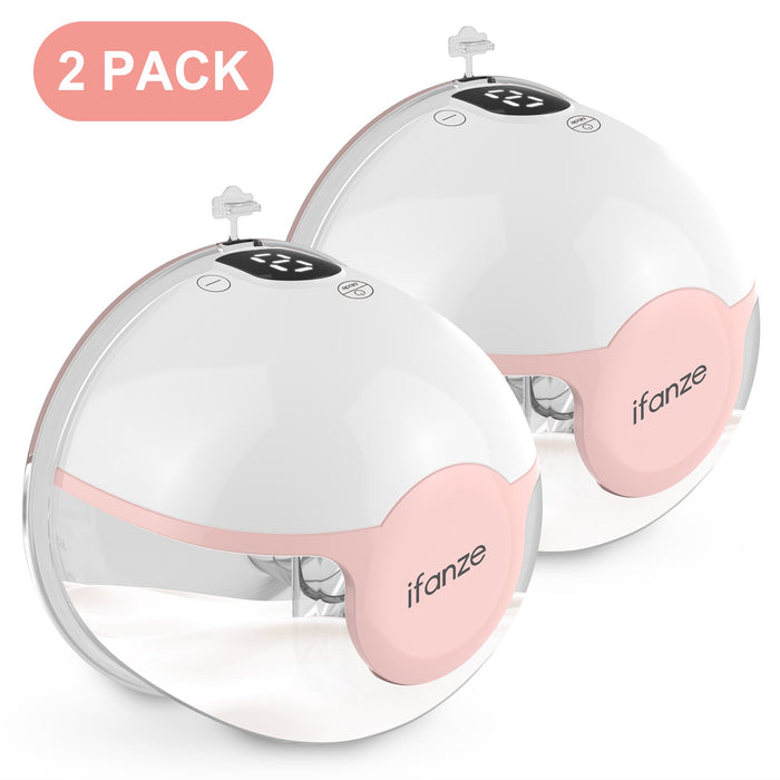 iFanze Wearable Breast Pump, 3 Modes & 9 Levels Hands Free Breast Pump, 28mm Flange Electric Breast Pump with 21/24mm Funnel Inserts, 2 Pack